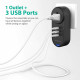 RAVPower USB Wall Charger Strip 4in1 Mini 3xUSB iSmart 2.0 RP-PC003BK 